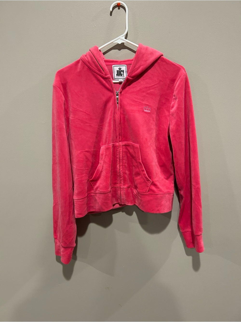 Juicy Couture Hot Pink Velour Zip-Up Hoodie